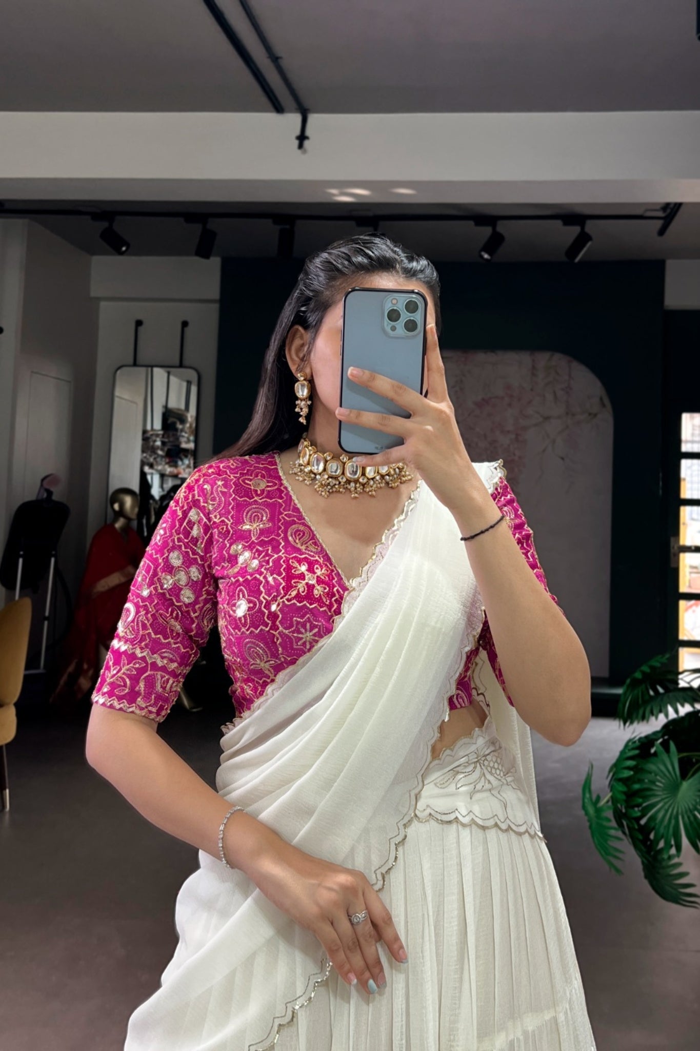 Marble Foil Work Festive Lehenga Choli With Organza Dupatta