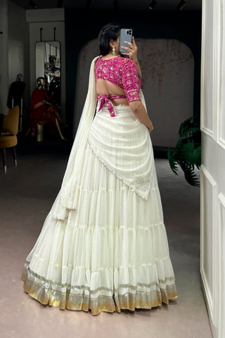 Marble Foil Work Festive Lehenga Choli With Organza Dupatta