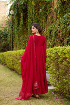 Ethereal Marble Refined Foil Work Anarkali Set With Flowing Dupatta