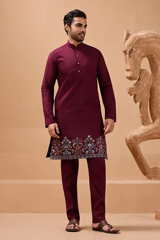 Maroon Color Traditional Special Koti Kurta Set for Men's Wear