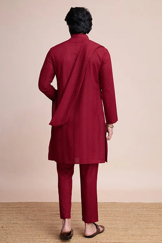 Festive Maroon Kurta Pant Set with Designer Dupatta