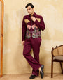 Elegant Maroon Bomber Jacket with Pant for Men's