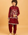Kids Wedding Special Maroon Koti Kurta Set Outfit