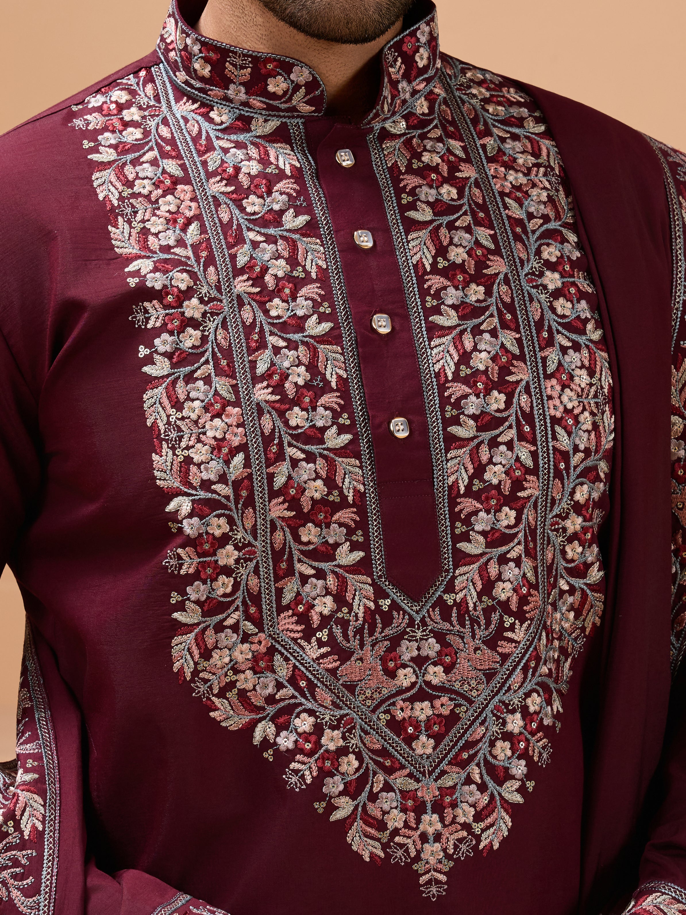 Latest nature Maroon Kurta and Dupatta for Mens Wear
