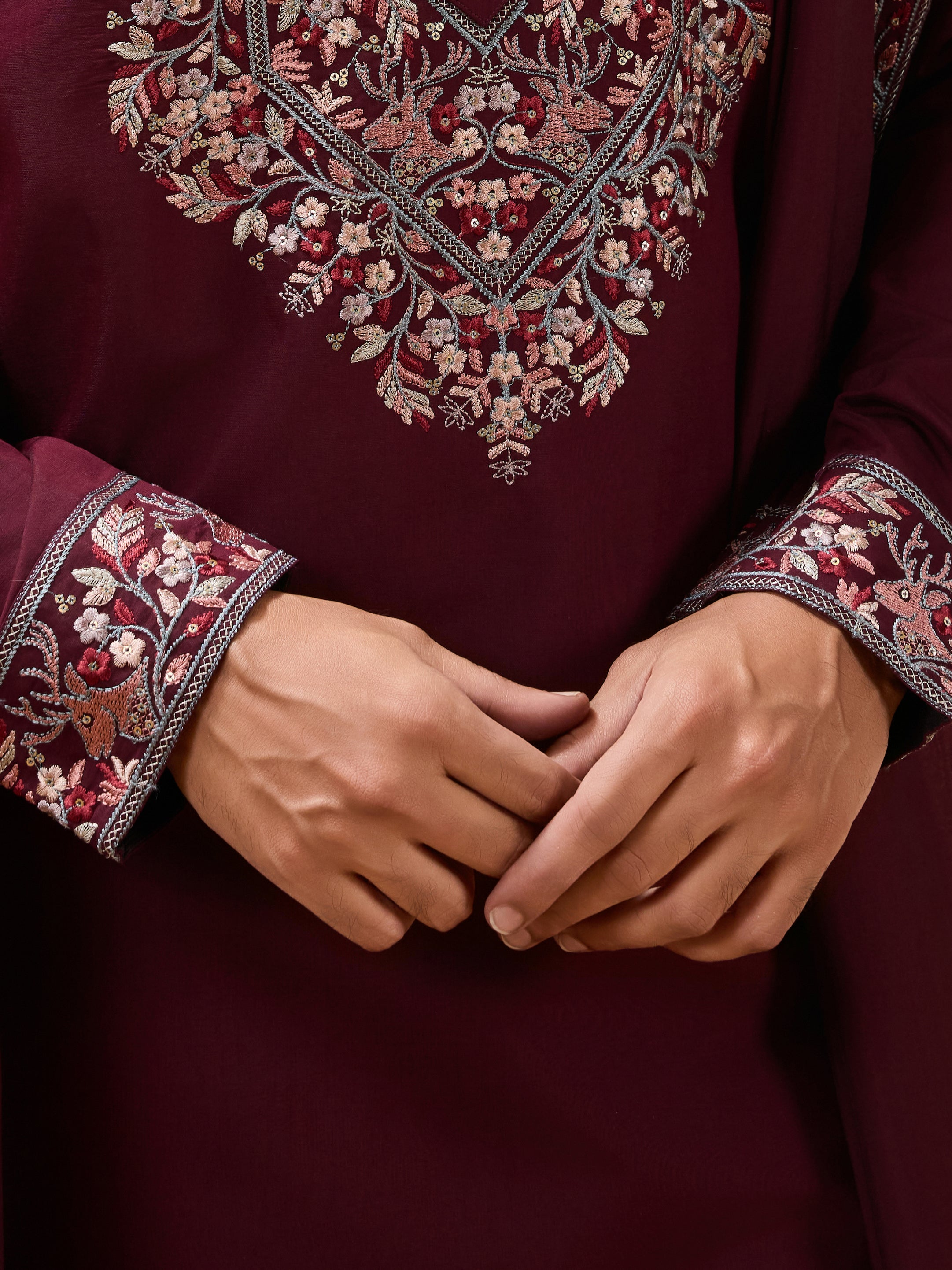 Latest nature Maroon Kurta and Dupatta for Mens Wear