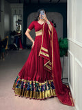 Navratri Maroon Rayon Printed Lehenga Set | Tulip Designer
