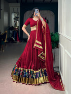 Navratri Maroon Rayon Printed Lehenga Set | Tulip Designer
