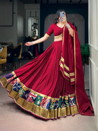 Navratri Maroon Rayon Printed Lehenga Set | Tulip Designer

