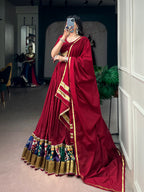 Navratri Maroon Rayon Printed Lehenga Set | Tulip Designer
