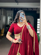 Navratri Maroon Rayon Printed Lehenga Set | Tulip Designer
