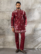 Royal Maroon Silk Thread Embroidered Kurta Set
