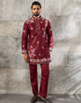 Royal Maroon Silk Thread Embroidered Kurta Set