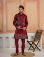 Maroon Color Traditional Special Koti Kurta Set for Men's Wear