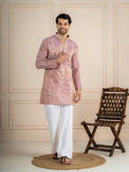 Dusty Mauve Tissue Beads Kurta For Men | Tulip Designer
