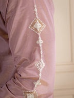 Dusty Mauve Tissue Beads Kurta For Men | Tulip Designer
