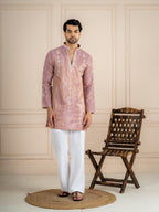 Dusty Mauve Tissue Beads Kurta For Men | Tulip Designer
