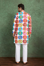 Multi Color Print with Embroidered Kurta and Pajama for Men