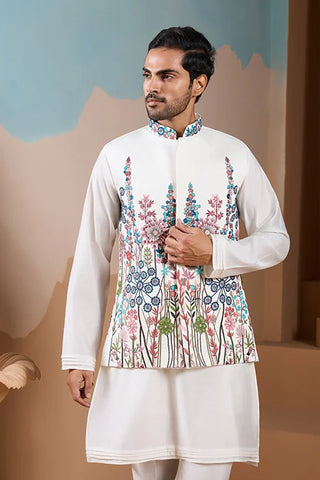 Royal Trendy White Koti Kurta Set for Men’s Wear Collection