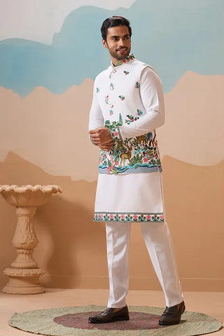 Vantara Style Premium White Mens Wear Koti Kurta Collection