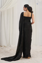 Midnight Noir Black Luxe Organza Saree With Signature Embellished Blouse