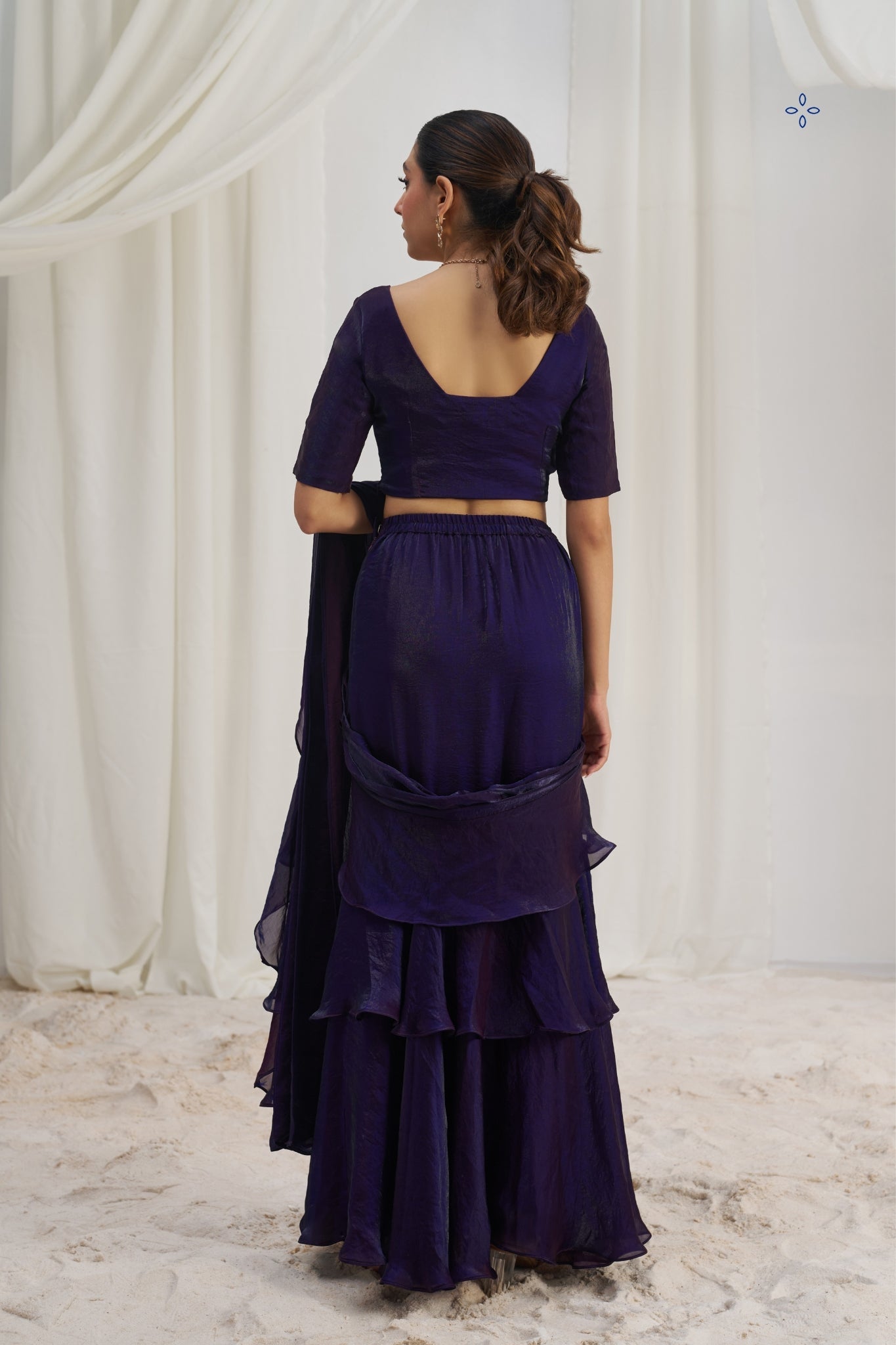 Midnight Bloom Luxury Organza Saree