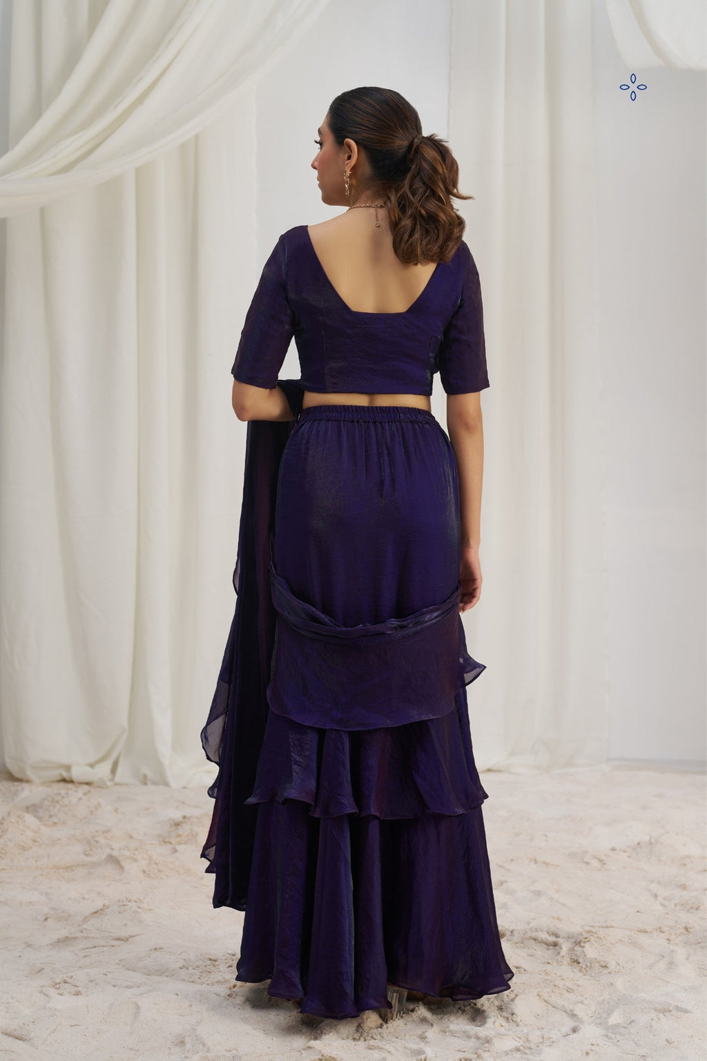 Midnight Bloom Luxury Organza Saree