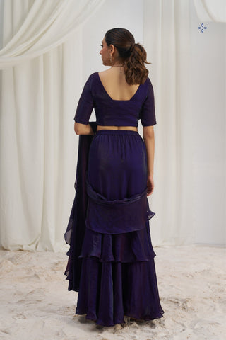 Midnight Bloom Luxury Organza Saree