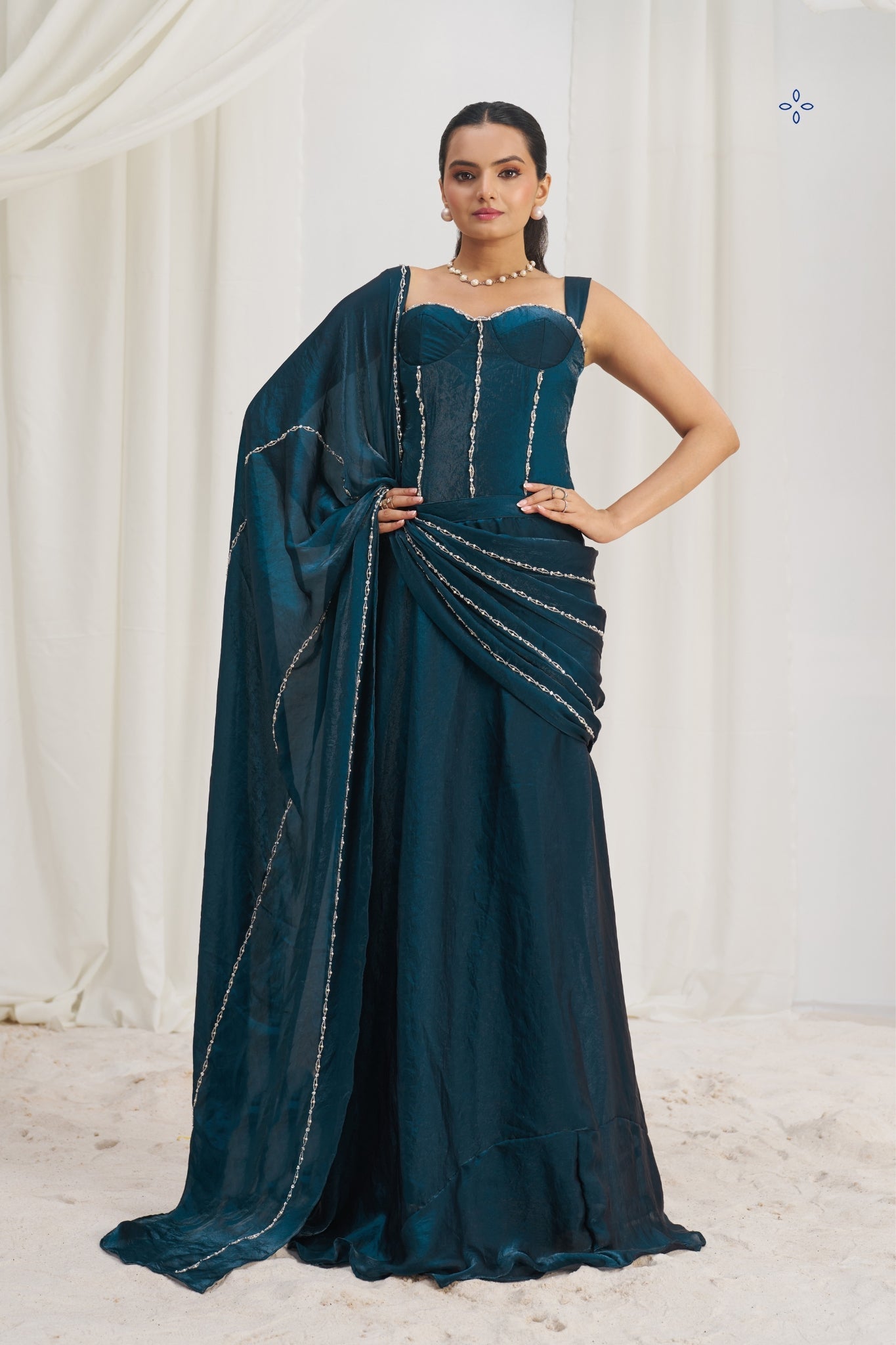 Midnight Luxe Organza Saree With Signature Handwork