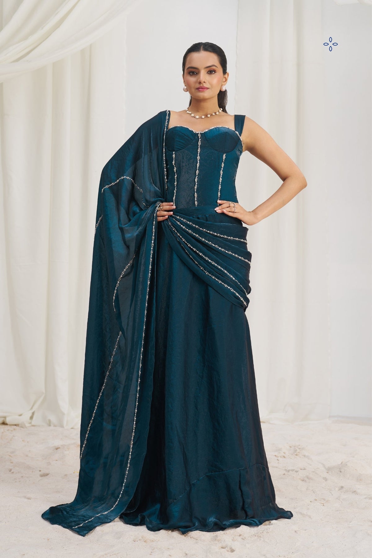 Midnight Luxe Organza Saree With Signature Handwork