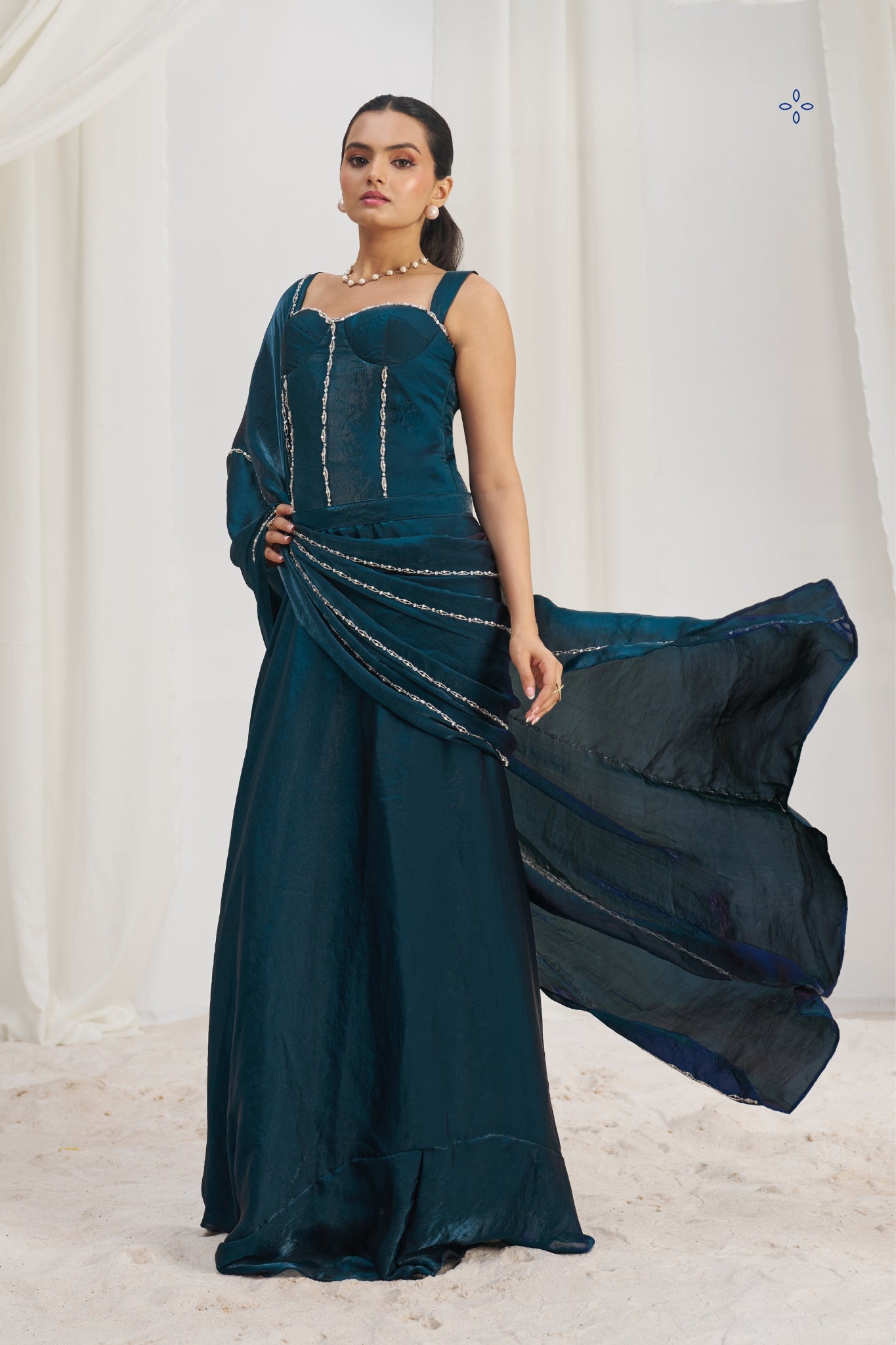 Midnight Luxe Organza Saree With Signature Handwork