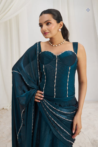 Midnight Luxe Organza Saree With Signature Handwork