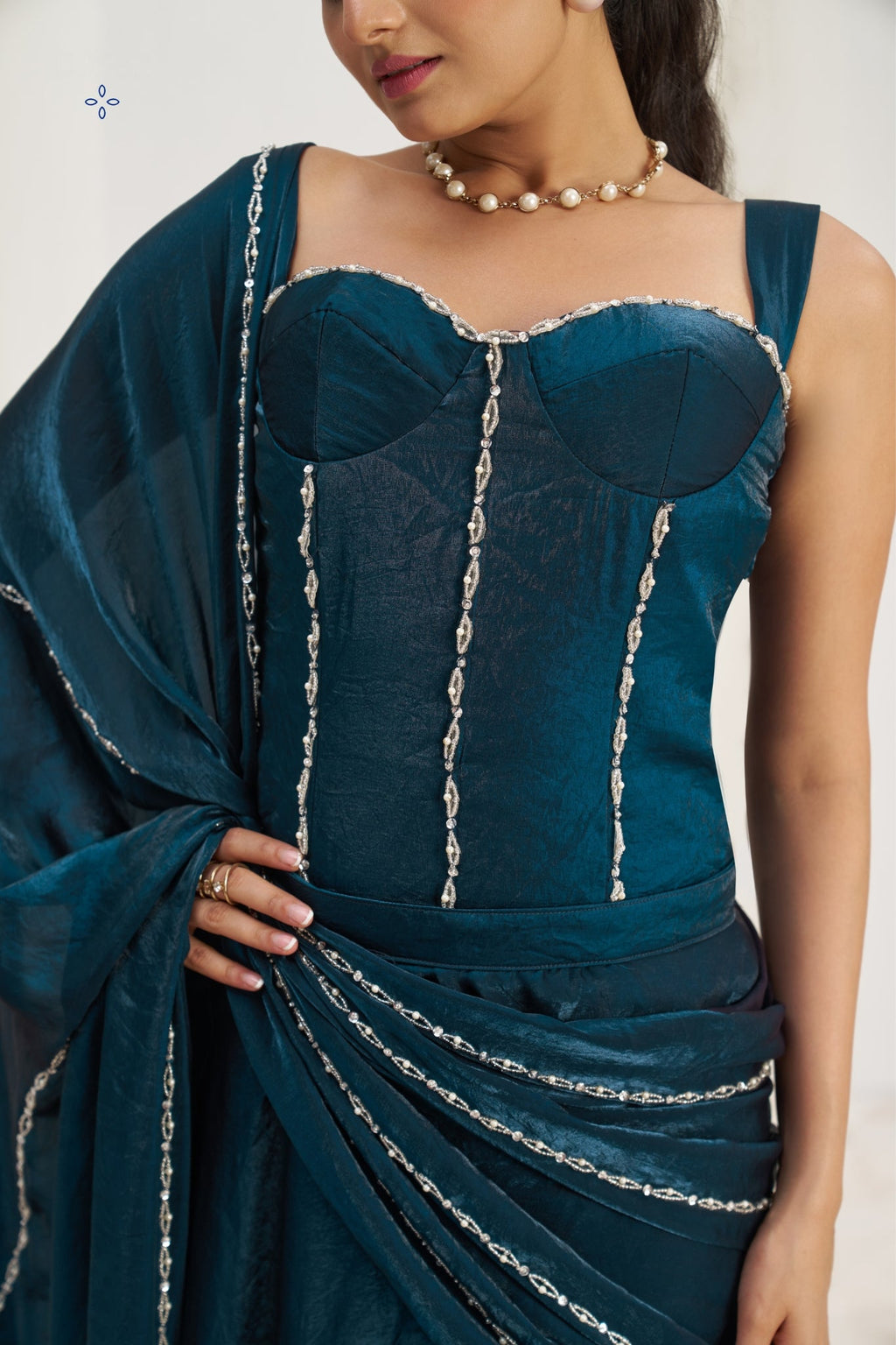 Midnight Luxe Organza Saree With Signature Handwork