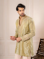 Mint Viscose Shimmer Silk Zari Kurta Set | Tulip Designer
