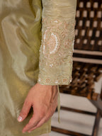 Mint Viscose Shimmer Silk Zari Kurta Set | Tulip Designer
