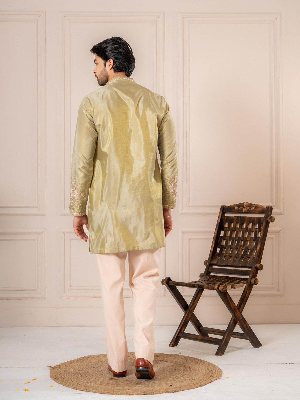 Mint Viscose Shimmer Silk Zari Kurta Set | Tulip Designer

