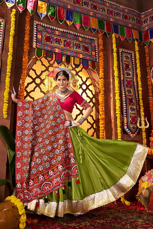 Fluorescent Green Chaniya Choli for Dandiya Nights