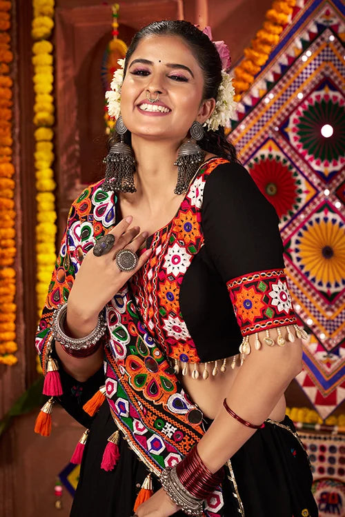 Trendy Black Mirror Work Chaniya Choli for Navratri