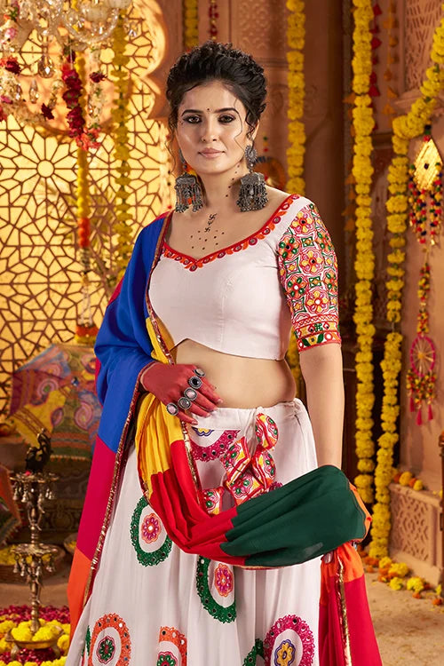 White Ready to Wear Chaniya Choli for Navratri