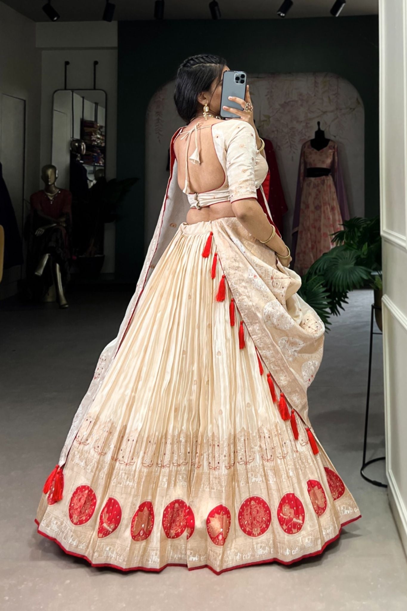 Pure Simmer Mirror With Moti Hand Work Designer Lehenga Choli For Wedding