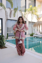 Statement Mirror Work Top Pant Set with Jacquard Batwa