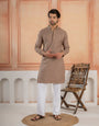 Modern Dusty Brown Soft Cotton Kurta Set with Butta Embroidery