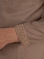 Modern Dusty Brown Soft Cotton Kurta Set with Butta Embroidery
