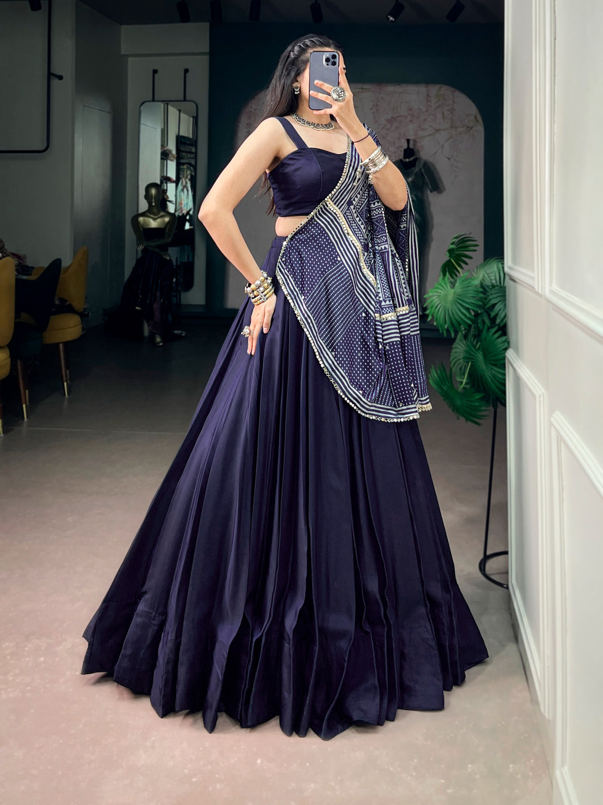 Navratri Moonga Silk Printed Lehenga Set | Tulip Designer
