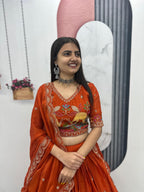 Festive Moss Shimmer Embroidered Lehenga Choli Set with Dupatta