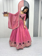 Heavy Thread Embroidery Moss Shimmer Fabric Lehenga Choli with Dupatta