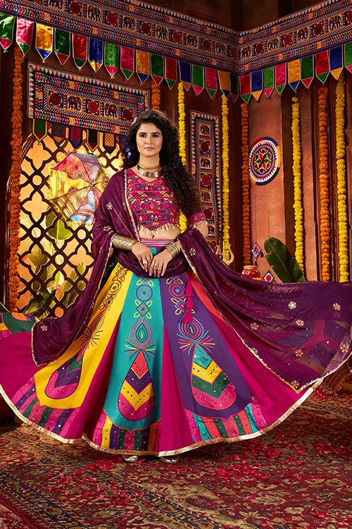 Multi Color Mirror Work Chaniya Choli for Navratri