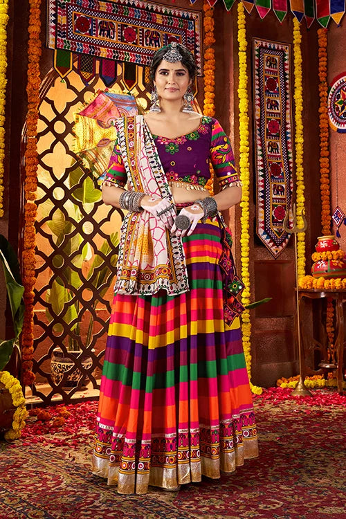 Colorful Mirror Work Chaniya Choli Set for Navratri Special