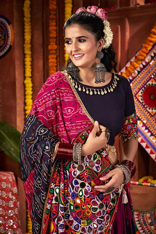 Traditional Mirror Work Chaniya Choli for Navratri Night