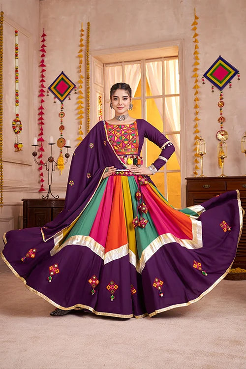 Gorgeous Purple with Multi Color Navratri Chaniya Choli Set