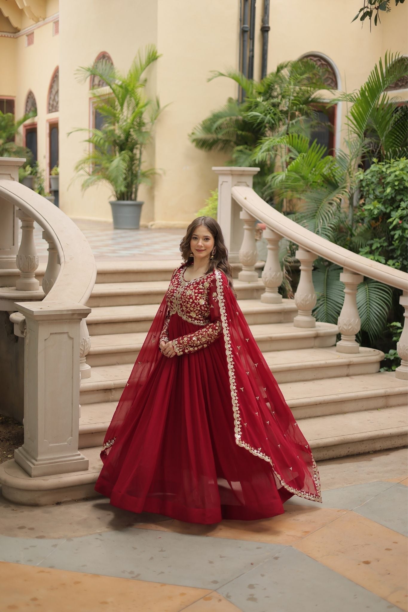 Sequins Multi Embroidered Work Anarkali Gown

